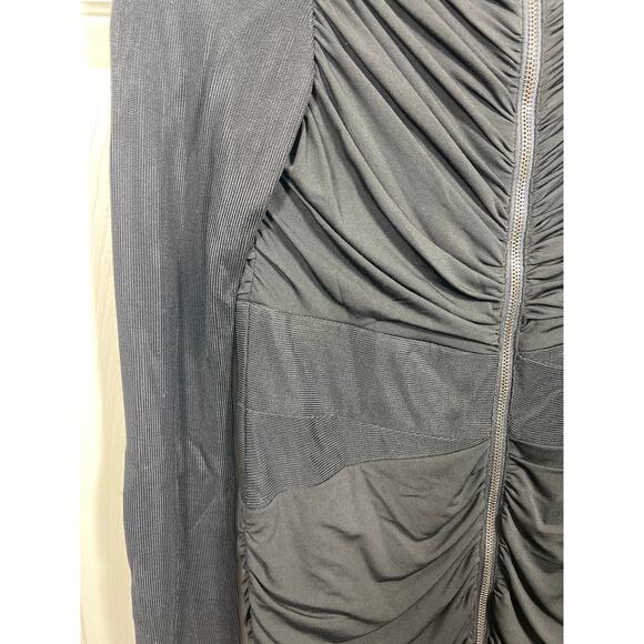Rag & Bone Dress Front Ruched Zipper Long Sleeve Black Mini Short Cocktail - Picture 6 of 8